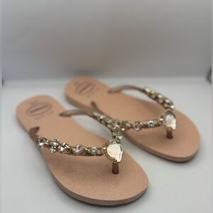 Custom Jeweled Havaiana Women’s Size 7/8 US‎ Rosa Ballet Bling